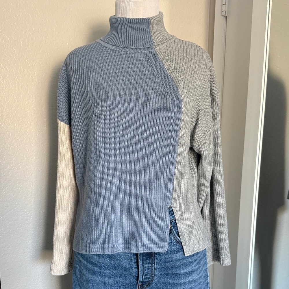 Mod Color Block Turtleneck Sweater